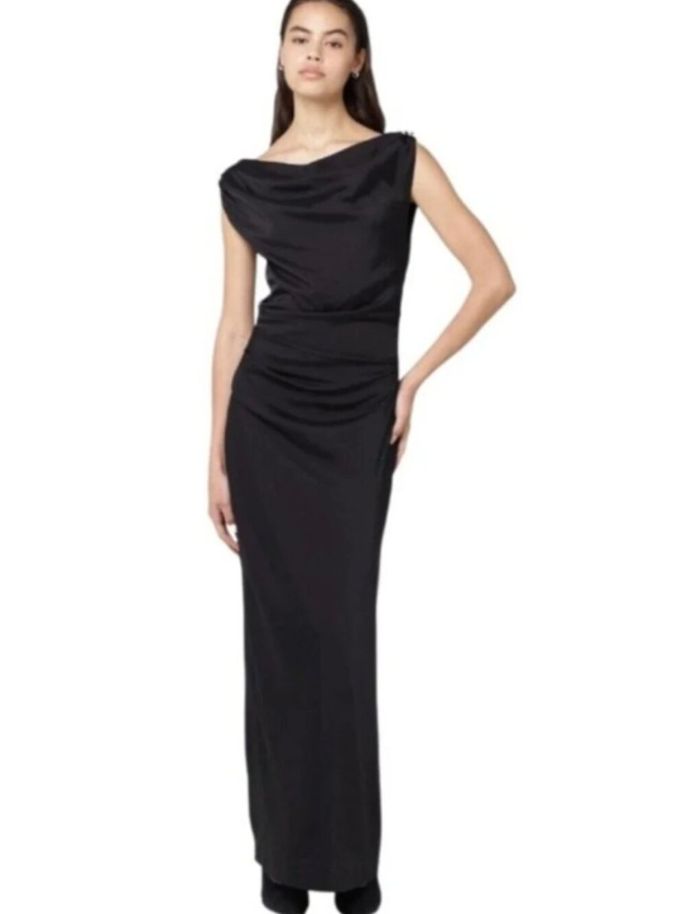 A New Day Bodycon Draped Neck Black Dress Size M